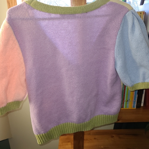 Color blocked short sleeve cardigan - Picture 4 of 4